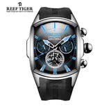 瑞夫泰格（reef  tiger）品牌全自动机械表酒桶型男表个性时尚防水男士运动手表 白壳蓝针 RGA3069