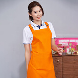 纯棉围裙定制logo印字全棉布料加厚耐磨定做奶茶店高级厨师工作服女男士时尚夏天厨房家用做饭围腰 可调节橙色