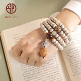 今夕海南星月菩提子108颗手串和田玉橄榄核脱脂文玩佛珠男女招财手链