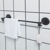 毛巾架免打孔 浴室卫生间浴巾架 毛巾杆吸壁式置物挂架壁挂 黑色