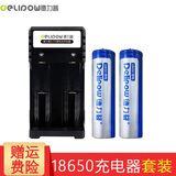 德力普（Delipow）18650锂电池 3.7V/4.2V充电电池大容量充电器适用强光手电筒/头灯/航模等 尖头2000mAh【双槽充电器+2节电池】