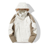 西域骆驼（VANCAMEL）冲锋衣男女加厚防风保暖登山服三合一可拆卸夹克外套连帽滑雪服 KY1818S卡其/土黄-女 M