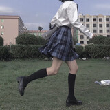 【JK制服官方】正版jk制服秋季女基础款长袖衬衫全套职业百褶格裙日系元气少女校供感套装童 冈梨田+长袖衬衫+领花 XS【75斤左右】