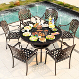 莫 家户外烧烤桌椅铸铝庭院休闲bbq烧烤架家用木炭烧烤炉 【碳烤】6拉菲椅+120铜心烧烤桌