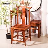 李氏明株 红木家具 非洲花梨（学名刺猬紫檀）餐桌椅实木古典管帽椅靠背椅复古椅靠背椅 大号：45cm坐高+坐垫
