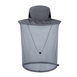 VANREE SPORT钓鱼防蚊帽户外男遮脸装备采蜂蜜养蜂人面罩防蜂头罩夜钓防虫帽子 深灰（可拆卸面罩+收纳）