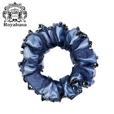 Royal sasa皇家莎莎发饰发圈串珠布艺头花韩国头饰手工花朵发绳盘发马尾头绳 蓝色BE