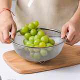 川岛屋不锈钢洗菜盆沥水篮漏筛厨房家用洗米淘米和面盆双层菜篮子水果盘 19cm网篮