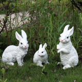 鸿日光辉 仿真动物小白兔子摆件景观公园树脂雕塑工艺品花园林庭院户外装饰品 兔子3兄弟