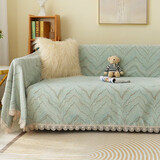 珂米雪尼尔沙发盖布全盖套罩四季通用防滑北欧网红沙发巾夏季2023新款 水波纹-绿 180*260cm(大双人位/贵妃位)