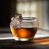 高茗（gaoming）琉璃茶杯故宫御猫杯耐热玻璃主人杯单杯个性创意喝茶小杯可爱茶盏 御猫琉璃杯