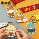 哈尼手工（HoneyDIY）哈尼 平安符手工刺绣diy自绣平安福情侣挂件送男友礼物钥匙扣 小猫款-钥匙扣