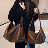 慕昂（MOVEON）斜挎包包女女神节新款单肩通勤托特包女士休闲高级感2026挎包 咖啡色 大号