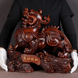 吉福斋 貔貅摆件大号招财公司开业礼品乔迁新居礼物家居客厅装饰工艺品 大号-檀木色-长48cm*高44cm