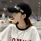 JIASHENGXI 帽子女秋冬韩版兔毛球水钻鸭舌帽青少年街头休闲百搭棒球帽保暖 黑色 M(55-60cm)