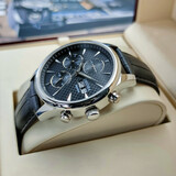 卡罗莱男士手表全自动机械表运动男表防水多功能时尚真皮精钢带夜光腕表 银色黑色皮带 CA1112