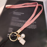 珍格（zhenge） 手机挂绳挂脖挂件女款手工编织长款宽链不勒脖苹果华为小米壳带子挂饰钥匙扣工牌绳j 长款【清新粉】小香5号挂绳