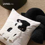 LIVING INC牧场 可爱卡通毛绒抱枕儿童卧室床上靠垫客厅沙发靠枕羊毛简约 荷斯坦牛 45x45cm 枕套 枕芯