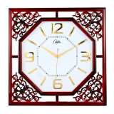 康巴丝(Compas)挂钟创意客厅石英钟表中式仿古工艺钟古典时尚电子时钟表挂墙 2525红木