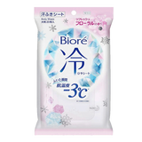 碧柔（Biore） 日本进口天然棉洁面巾 清凉洁面降温冷感凉爽爽肤止汗酷爽湿巾 清新花香味 20枚