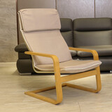 木轮 佩洛休闲椅 网红卧室懒人单人阳台摇摇椅躺椅沙发椅阅读小型实木 奶咖色 佩洛休闲椅