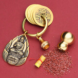 李居明朱砂挂件生肖本命佛钥匙扣护身符铜葫芦五帝钱属龙人个性创意 属狗猪阿弥陀佛