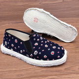 布忆童心老北京布鞋女加厚底透气防臭月子妈妈灯芯绒纯手工千层底棉布底鞋 小碎花 加厚布底 38