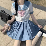 萧遇（XIAOYU）jk制服套装水手服百褶半身裙夏季小个子包臀a字一步短裙学生校服 套装+领结#2377 M （建议95-105斤）