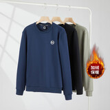 361°运动卫衣男秋冬新款加绒保暖套头卫衣情侣款基础休闲上衣 【男款】深墨蓝 L