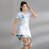 谛汐 羽毛球服网球服男女夏速干运动衣服短袖短裤裙乒乓球训练队服 1260女款薄荷绿+3906白色 XL