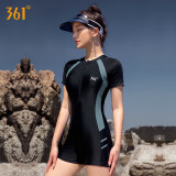 361°连体泳衣女士泡温泉平角保守专业运动大码遮肚显瘦游泳装