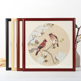 花衣裳正方形实木国画画框架裱框十字绣书法字画框自己组装挂墙木质相框 8125红木色 可放38*38cm