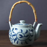 和风四季 日式釉下彩陶瓷手绘茶具功夫茶壶提梁茶壶茶具养生壶套装茶杯 大号钩藤提壶(1000ml)单个