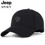 Jeep吉普帽子男街头鹰标韩版鸭舌帽四季户外防晒帽遮阳帽中老年棒球帽 黑色 均码 56-61cm可调节