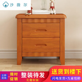 仙窝实木床头柜橡木经济型简约现代迷你小柜子卧窒床边收纳储物柜整装 柚木色加厚款长48宽39高50CM 高品质 整装