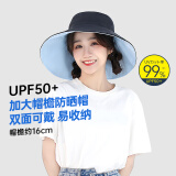 needsuvcut日本needs uvcut防晒帽防紫外线遮阳帽百搭户外帽子修饰脸型 【大檐帽】经典黑&天际蓝