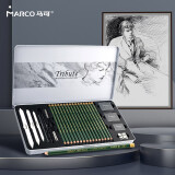 马可（MARCO）特浓炭黑素描铅笔 大师系列专业美术2B/4B/6B/16支炭铅笔绘图25件套绘画工具套装330225C