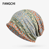 Fangchi 帽子女包头帽薄款夏堆堆帽睡帽头巾帽女棉质民族风套头帽两用 MXM-350橙绿 均码 58CM左右