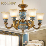 韬齐欧式吊灯客厅灯美式餐厅灯卧室灯别墅酒店大厅豪华复古灯具灯饰 【6头】适用12-18m²（配遥控） 全光谱三色LED灯泡
