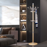 法兰思佳（FALANSIJIA）不锈钢落地挂衣架家用现代简约旋转水晶衣帽架家用轻奢风格单杆式 9003金色亚克力球