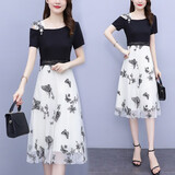 薇洛萱（WeiLuoXuan）网纱拼接露肩重工刺绣2025夏天季新款薄款连衣裙女装衣服裙子6250 图片色 L 建议98-115斤