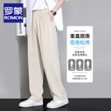 罗蒙（ROMON）夏季休闲裤男新款阔腿直筒宽松休闲轻奢垂坠感西装裤百搭长裤子男 卡其 L 175(身高175\体重120-140)