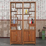 贡艺名居红木家具 非洲鸡翅木（学名：非洲崖豆木）博古架 仿古中式实木客厅隔断博物架 古董架 一对长120*宽30*高198