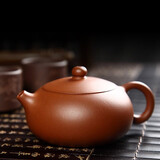 尊壶 倒把扁腹西施紫砂壶宜兴功夫泡茶壶  朱泥 200ML 倒把扁腹西施壶 朱泥 200ml