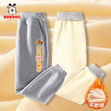 巴布豆儿童裤子男童棉裤加绒加厚秋冬中大童外穿宽松休闲裤童装长裤 灰 篮球巴布豆 120