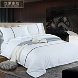 优蒙（YOUMENG） 五星级酒店宾馆全棉四件套纯棉贡缎纯白色加大床上用品可定制 60S蒙咖宽条 60支 1.5米 床单款 （被套200*230cm）