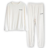 温影仙女暖暖裤女套装秋冬季加厚珊瑚绒毛绒保暖睡裤温影睡衣女家居服 小白-套装（无帽） 大码 适合130-160斤