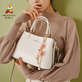 稻草人女士包包韩版流苏新款时尚潮流大容量手提包百搭斜挎包 米白色-小版