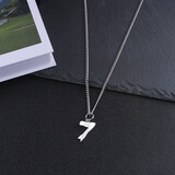 彩莱娅幸运数字7吊坠钛钢项链男女嘻哈简约男士毛衣链百搭情侣链子配饰 幸运数字7项链