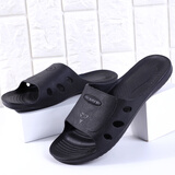 龙二猫防静电拖鞋女男士无尘室内车间工厂用软底厚底防滑耐磨蓝色工作鞋 黑色6孔拖鞋 38码